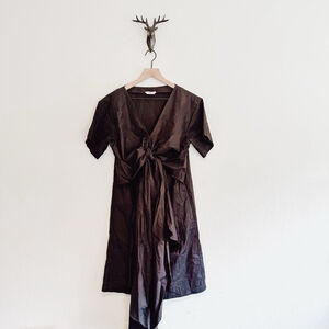 Erin Women's Black Shirt Sleeve Bow Tie Dress Size 4